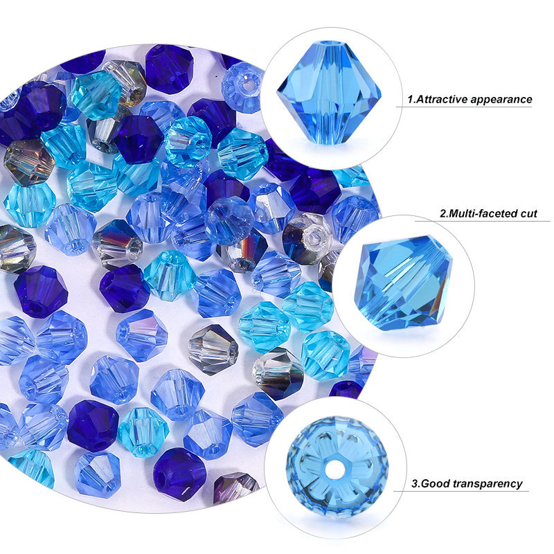 100 Buah 4MM Kaca Bicone Berbentuk Manik Manik Kristal Bersegi untuk untuk Membuat Perhiasan Gelang Nacklace Anting DIY Manik-manik