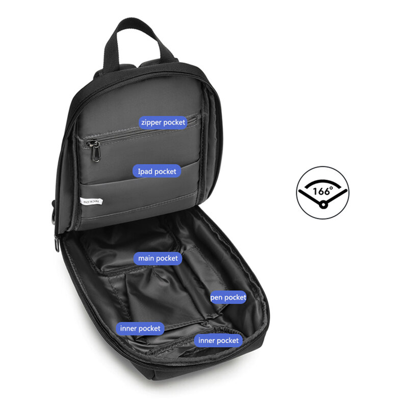 Men'S Crossbody Bag Shoulder Sling Bags Waterproof Oxford Waist Bag Multifunction Short Travel Messenger Chest Pack