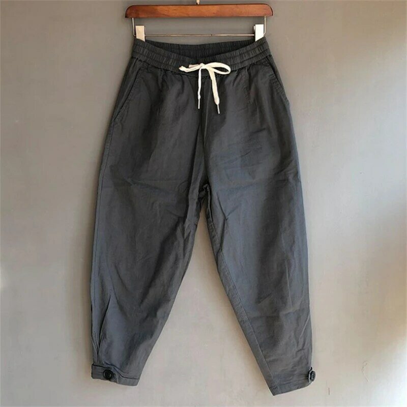 Spring Summer Cotton Linen Pants for Men Casual Harem Pants Loose Trousers Outdoor Jogging Pant Trousers Man