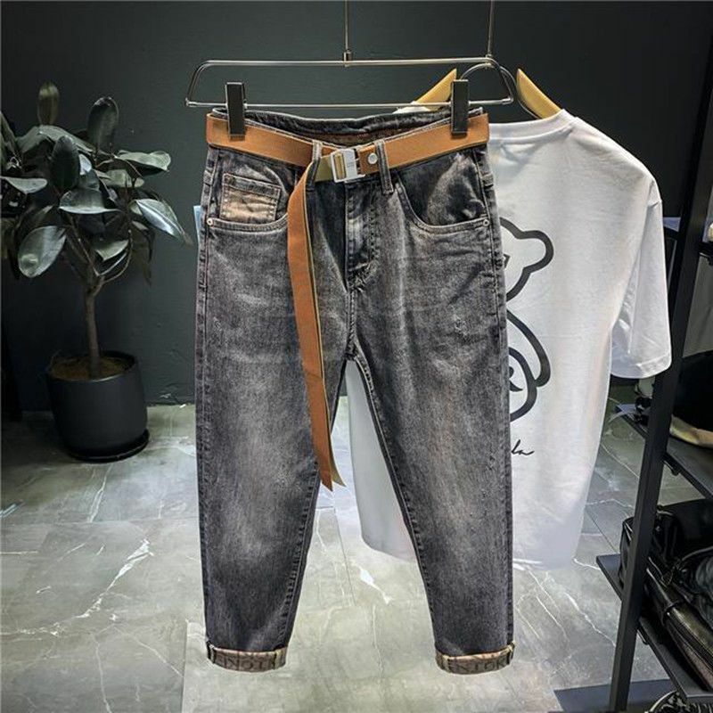 New Arrival Fashion Korean Style Street Cotton Trousers for Men Autumn 2023 Slim Fit and Trendy Denim Design Cowboy Trousers