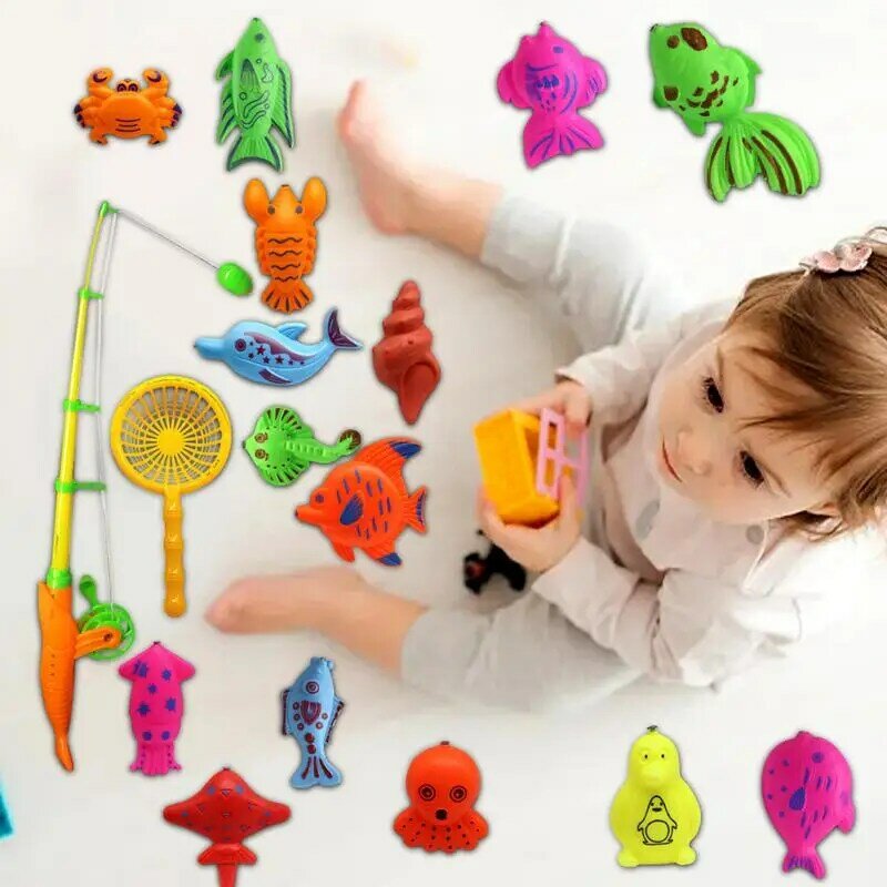 마그네틱 낚시 장난감, 귀여운 인터랙티브 낚시 게임, 휴대용 낚시 장난감, 재미있는 물 장난감, 미세 모터 기술 개발, 22PCs