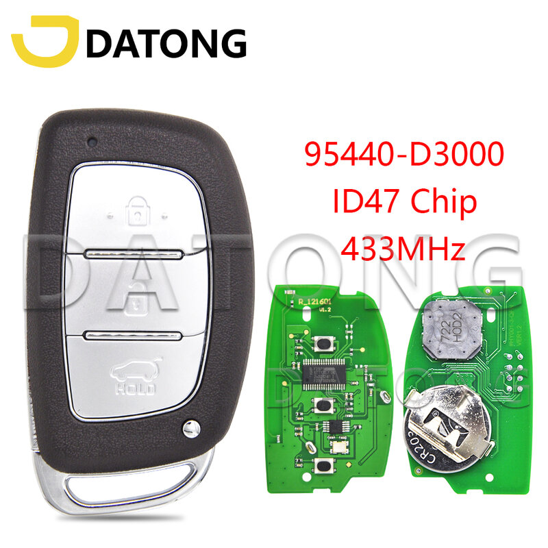 Datong World-Clé à distance de voiture, carte de proximité, puce X laquée, adaptée pour Hyundai 4.3, son 2014, 2015, 2016, 2017, 2018, ID47, NCF29, 95440-D3000, 433MHz