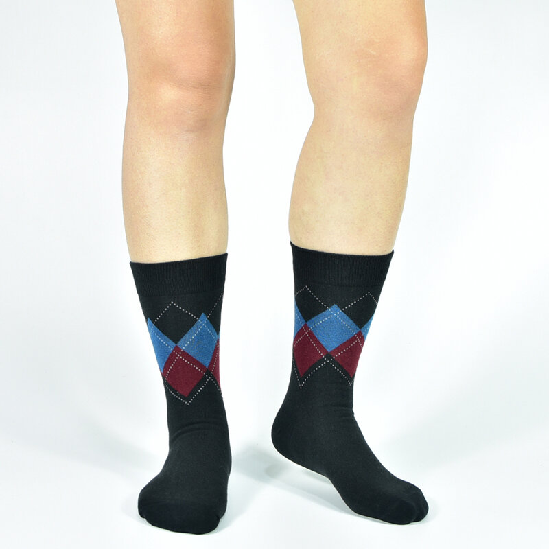 Calcetines de algodón con estampado para hombre, medias coloridas y divertidas, estilo informal, color negro