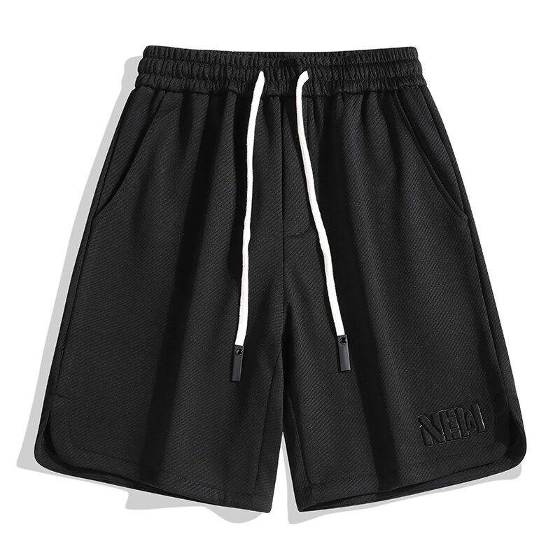 New Summer Men's Solid High Waist Elastic Loose Classic Casual Pants Pockets Drawstring Fashion Commuter All-match Shorts