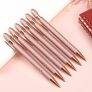 6Pcs Rose Gold Ballpoint Pens Push Action Business Office Signature Pens School Stationery Writing Instruments