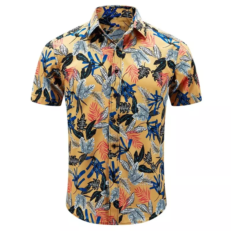 Camisa havaiana masculina com lapela estampada, camisa de manga curta, férias de verão, casual, respirável, rua, trabalho ao ar livre, diário, novo estilo, 2024