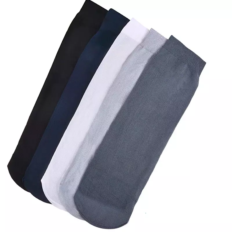 Calcetines largos transpirables de fibra de bambú para hombre, medias deportivas de seda, a rayas finas, para negocios, 10 pares