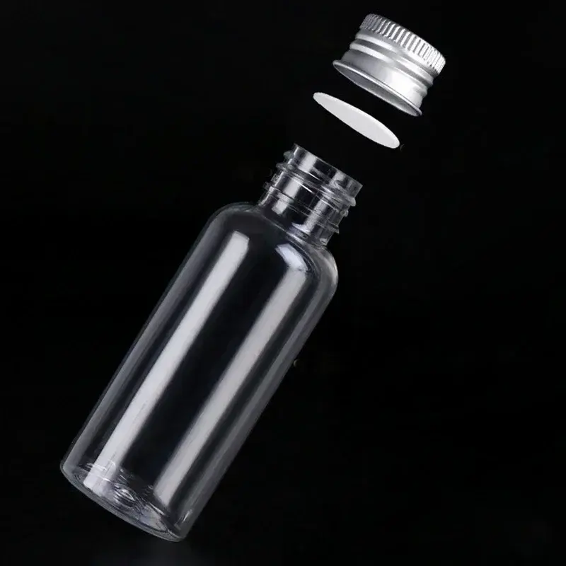 Mini botella de plástico con tapas de rosca de aluminio, viales de muestra portátiles, contenedores COSMÉTICOS DE VIAJE PARA cremas y loción, 10 piezas, 5ml-250ML
