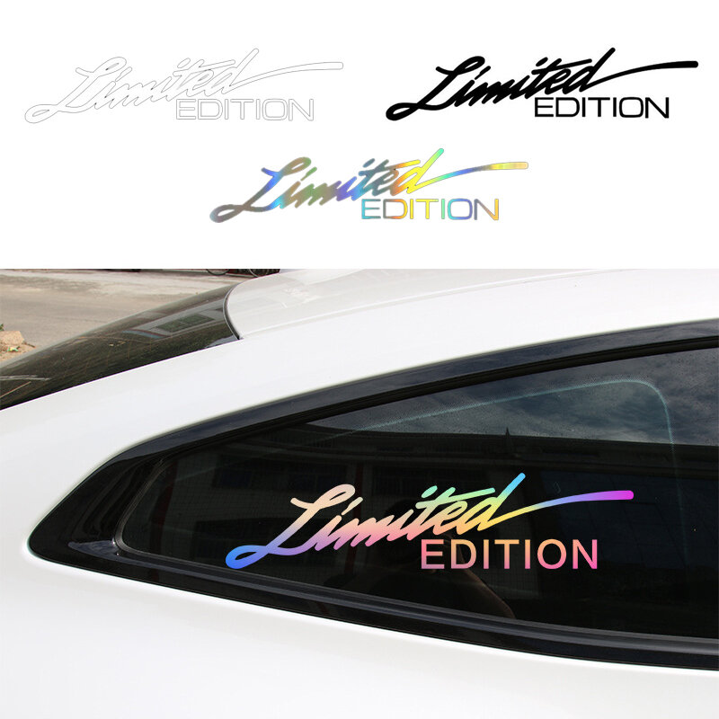 2022 Creative Car Stickers English Sticker LIMITED EDITION Fashion Auto Body Glass Decoration Reflective Laser Decal 16*4cm