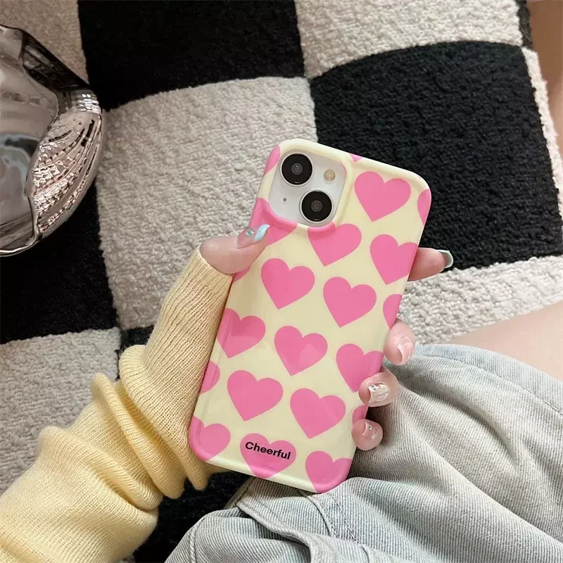 Cute Love Heart IMD Protective Phone Cases for Iphone 14 Pro Max 11 12 13 Pro Max 12 Pro 15 Shockproof Soft TPU Cover Bumper