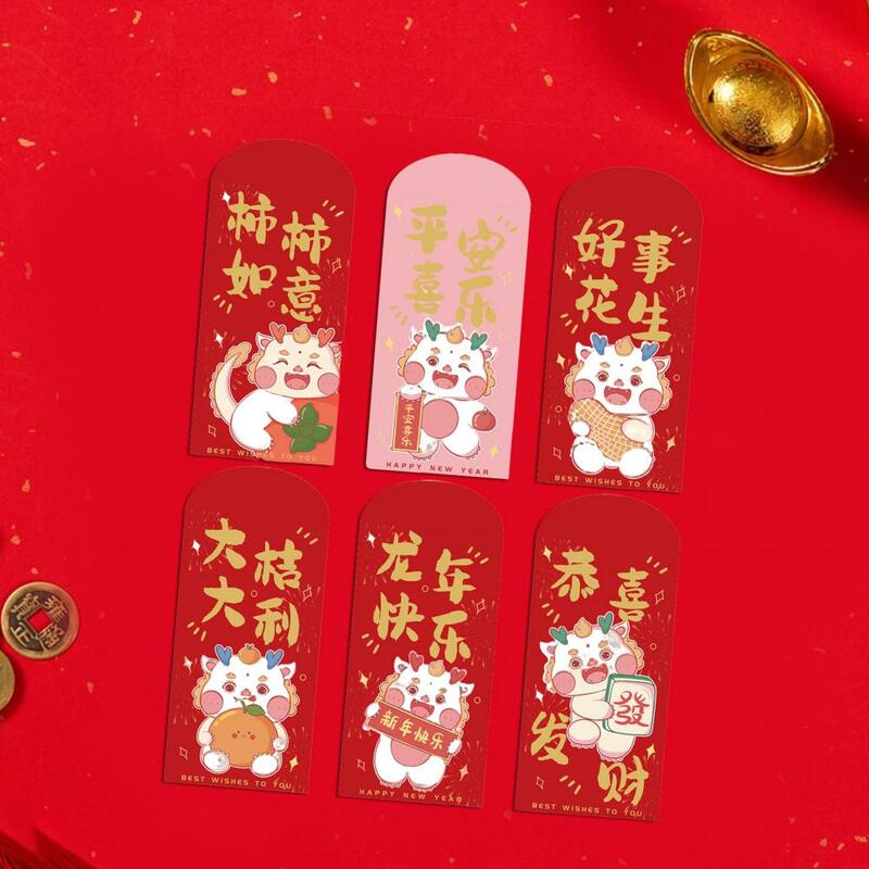 Украшения для китайского Нового года, традиционные китайские новогодние конверты с драконом красного цвета, праздничные украшения, милые украшения для нового года