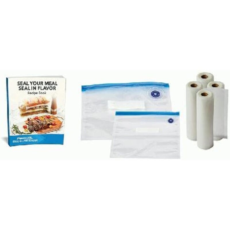 Пищевой вакуумный упаковщик, вакуумные пакеты и рулоны PowerXL Duo NutriSealer, двойная герметичная упаковка со встроенным резаком (Slate)