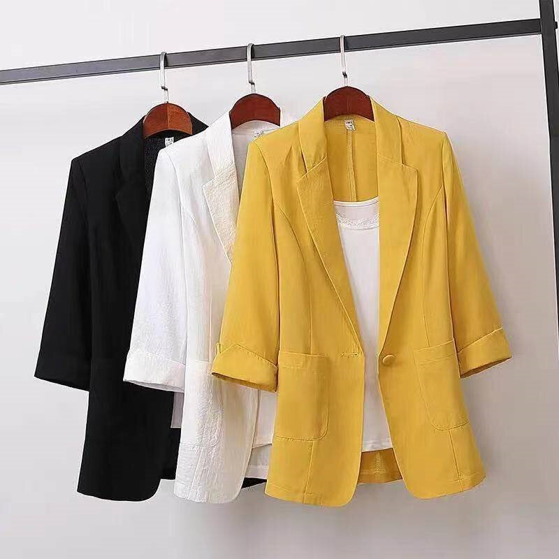Frauen Baumwolle Leinen Blazer neue Sommer Kurz anzug Jacke koreanische lässige Sommer Sonnenschutz Kleidung große Größe 5xl dünnes Top