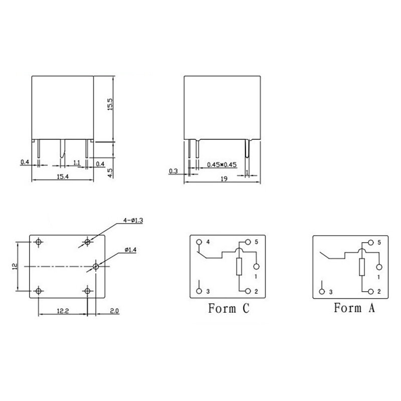 5 pz/lotto SRD-12VDC-SL-C T73-12V 5 pin PCB tipo 12V DC relè di potenza