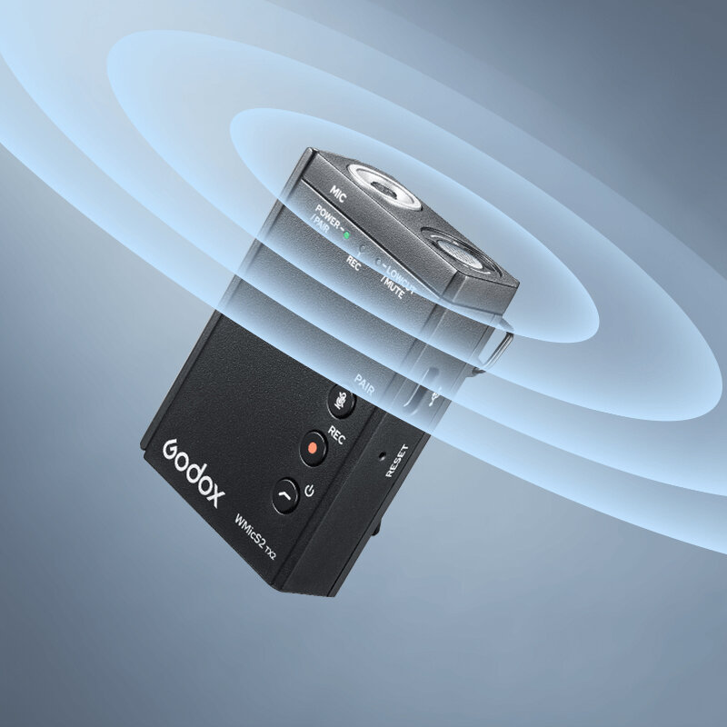 ميكروفون لاسلكي مدمج من Godox طراز WMicS2 UHF ، ميكروفون لافالير احترافي لتسجيل الفيديو عبر الهاتف الذكي DSLR