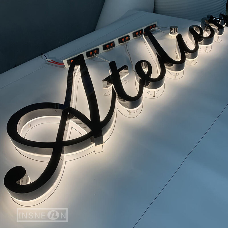 Lettere 3D a Led retroilluminate acriliche personalizzate segno carattere luminoso lettera del segno dell'ufficio del bordo pubblicitario della segnaletica aziendale all'aperto