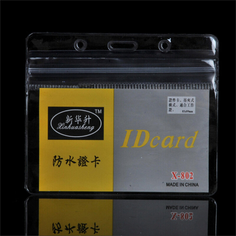 편리한 투명 PVC 방수 파우치, 전시 ID 이름 배지 카드, 플라스틱 포켓 거치대 사무용품, 98x80mm, 로트당 10 개
