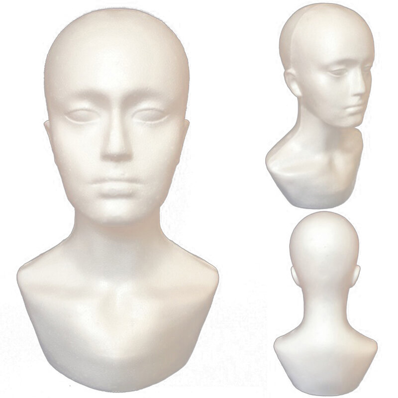 Мужской манекен-голова из пенопласта, модель с подставкой для шарфа