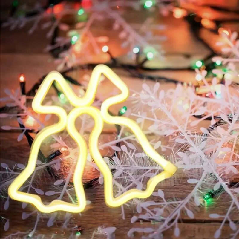 Led natal sino forma neon sinal de luz decoração da parede bateria usb lâmpada de parede para casa decoração da festa de aniversário de natal decoração
