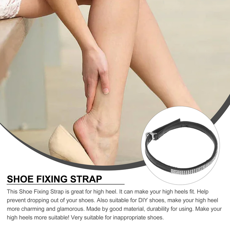 Pair Rhinestone Elastic Shoe Ankle Straps Detachable Shoe Strap Band Heel Straps High Heels Anti-Loose Shoe Straps Flats Holding