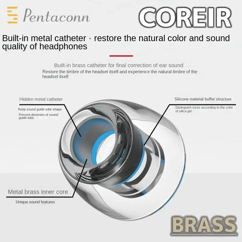 Eartips Tips Pentaconn Built-in Brass Conduit in Ear Earplug Coreir Sleeve ie900 HS2000 Earplug Silicone Earphone Sleeve