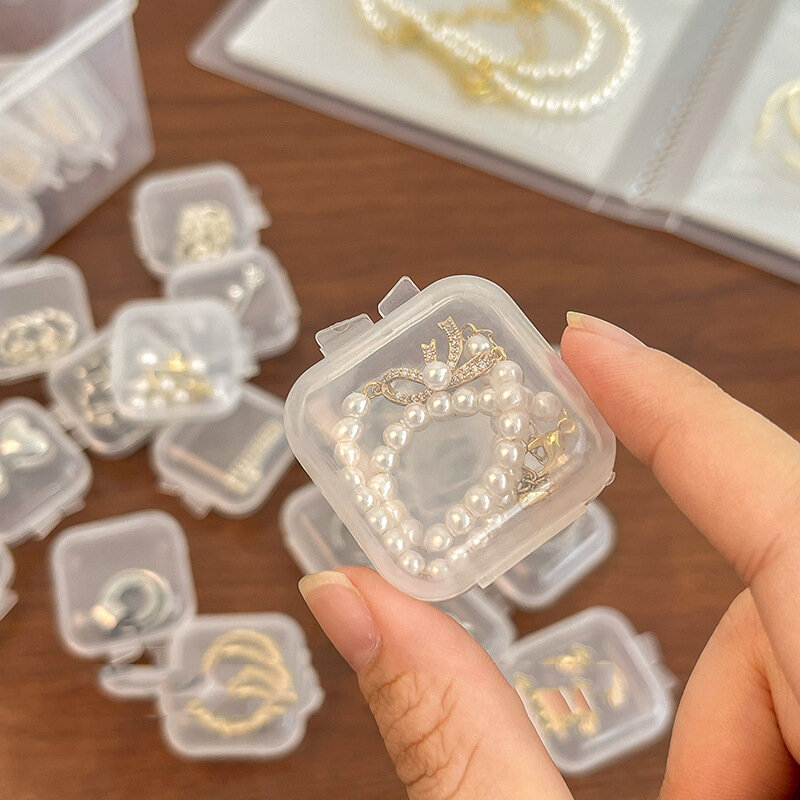 صندوق صغير من البلاستيك الشفاف مربع صغير ، حبة صندوق تخزين المجوهرات ، سدادة الأذن التشطيب الحاويات