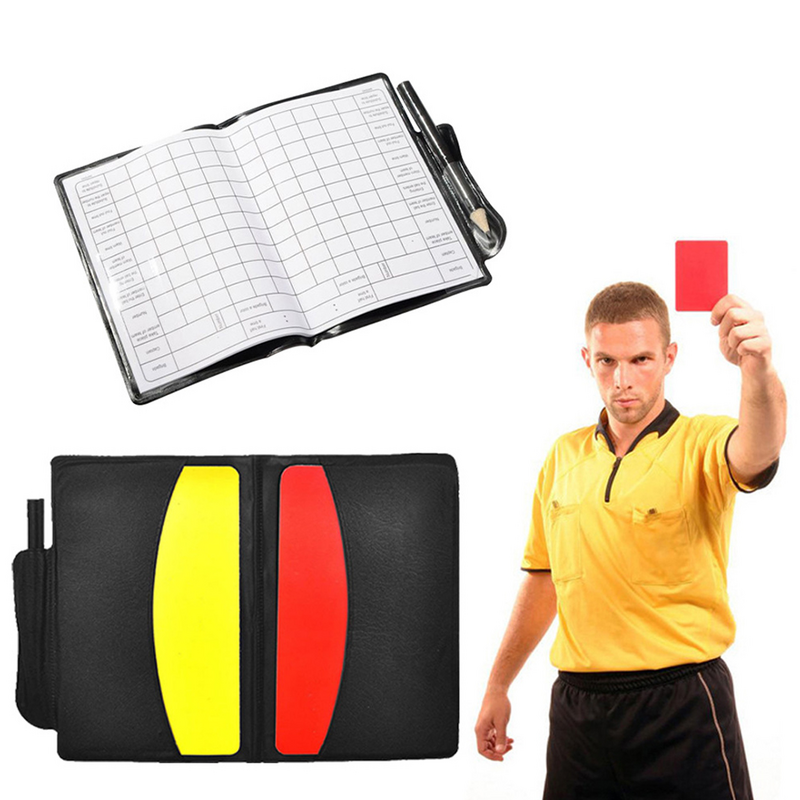1 Juego de Kits de árbitro profesional, tarjetas de árbitro estándar, billeteras de árbitro portátiles con bolígrafo de silbato