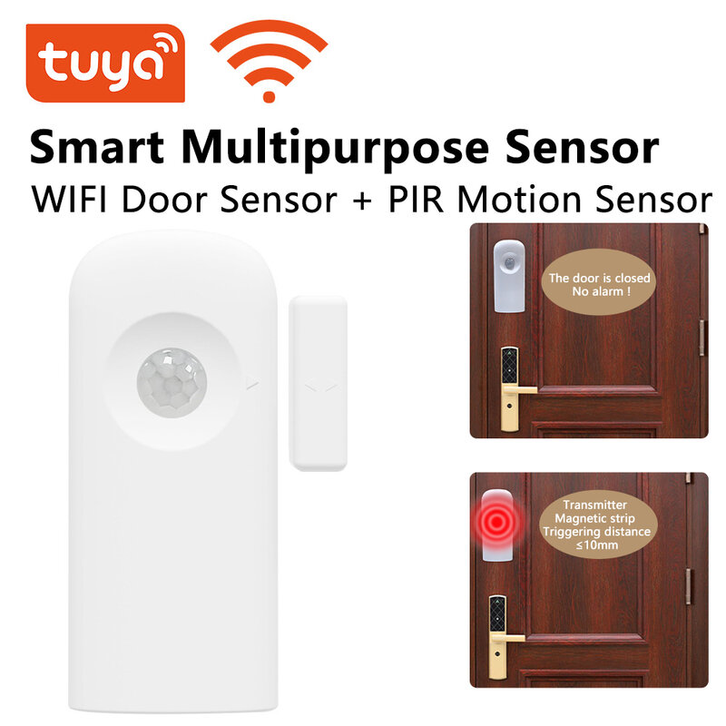 Tuya Inteligente WIFI Multifuncional Sensor PIR Sensor de Movimiento Humano Puerta Ventana Interruptor Detector 2 en 1 Smart Home Seguridad Inteligente vida