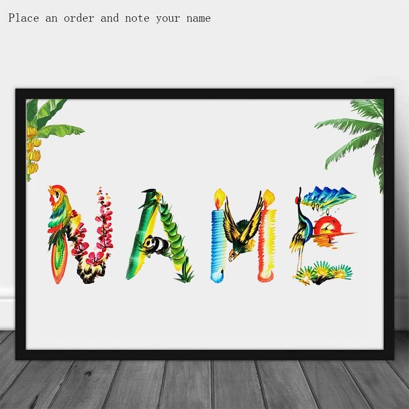 Customized Painting Art Personalized Name Last Name Signature Wallpaper Painting Commemorative Travel Features Children's Gifts