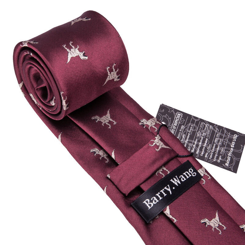 Barry.Wang-corbata de seda para hombre, conjunto de gemelos, pañuelo, Jacquard, Animal, dinosaurio, murciélago, corbata, boda, negocios, novedad