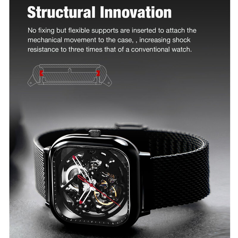 CIGA Design montre automatique homme, montres automatiques, Son-Montre mécanique automatique pour homme, acier inoxydable, entièrement creux, bracelets en cuir