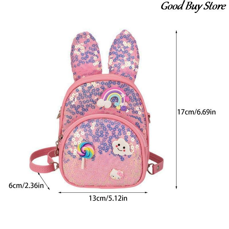 Crianças bling lantejoulas sacos de escola orelhas de gato mochila estudante meninas festa mochilas moda linda bolsa mini coelho