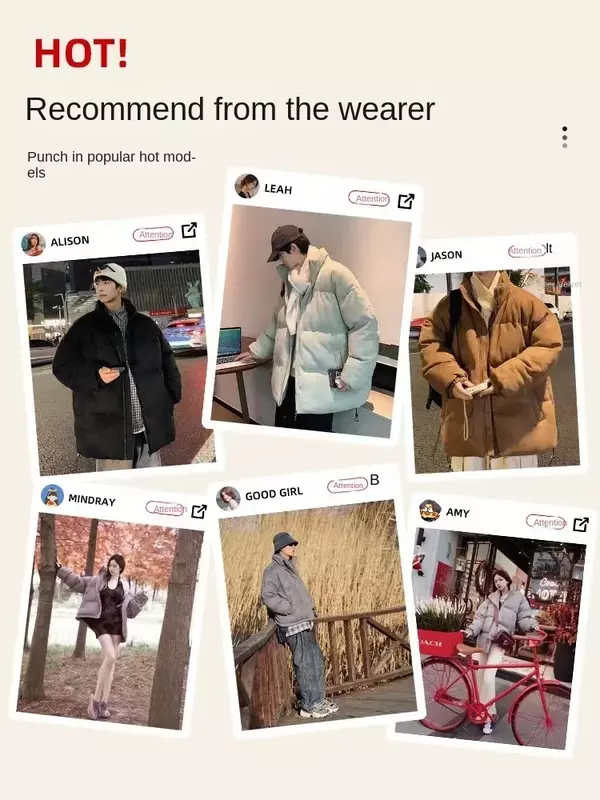 2023 neue Herren Winter jacke Mode lässig verdickt wind dicht warm Parka Harajuku Vintage Wildleder Stehkragen Mantel für Frauen