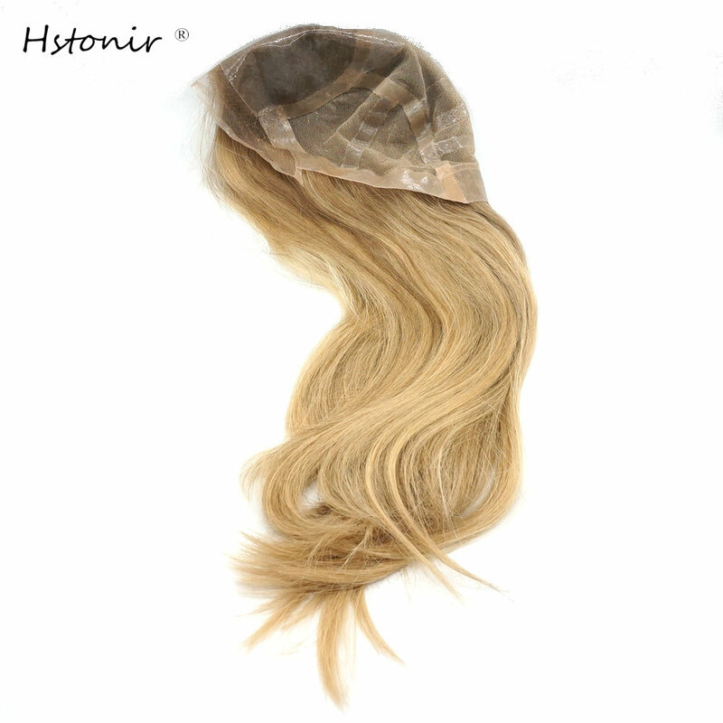 Hstonir-pelucas de cabello humano de encaje completo, peluca judía, Kosher, Meidical, pelo Remy europeo de silicona, Rubio, G038