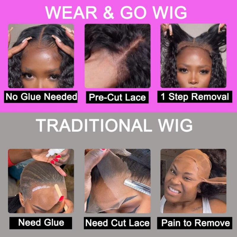 Wig rambut lurus panjang merah muda Wig Lace Frontal Set kepala penuh rambut manusia wanita realistis alami Fashion