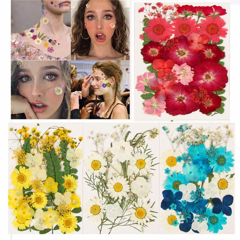 Kobiety piękno 3D kwiatowy sztuka DIY rzemiosło prawdziwy suszony kwiat twarz naklejka do wystroju paznokci dekoracje artystyczne wskazówki do Manicure