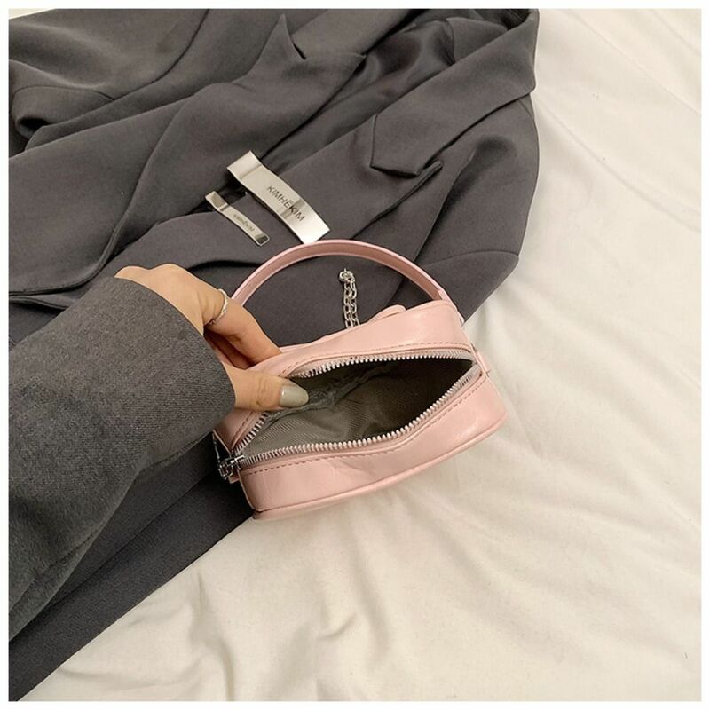 Tas selempang kulit PU wanita, gaya dekoratif rantai Mini warna Solid tas malam