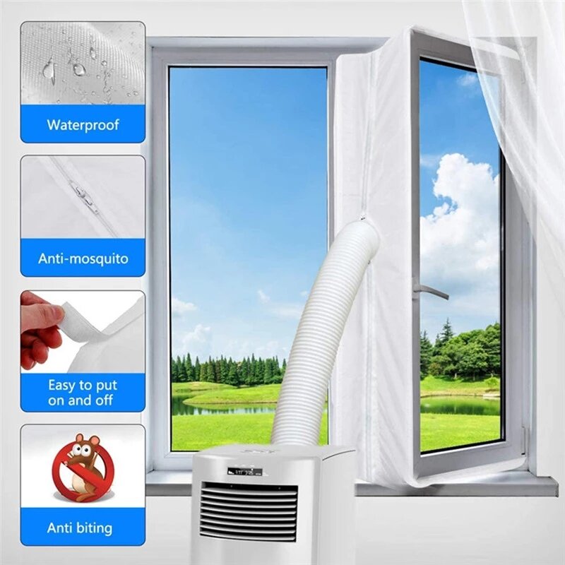 Piastra in tessuto per guarnizione della finestra con blocco dell'aria universale 3/4m Kit di sigillatura della finestra di uscita del condizionatore d'aria per condizionatore d'aria Mobile