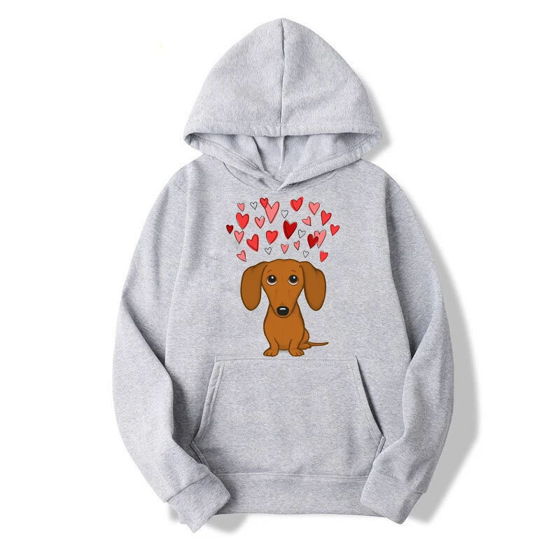 Nieuw Gesneden Teckel Hond Liefde Cartoon Heren Hoodie Dames Mode Eenvoudige Lange Mouwen Pullover Street Trend Grote Y 2K Sweatshirt