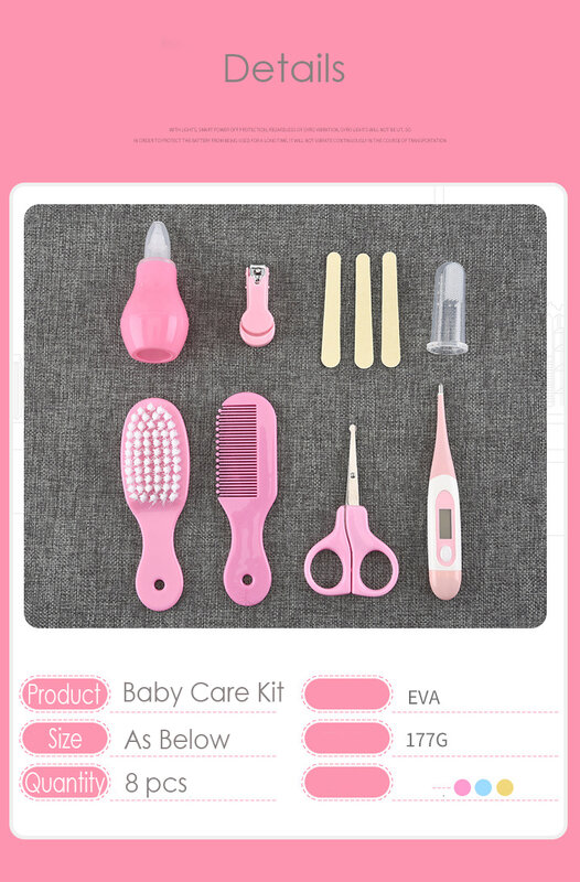 Alta qualidade Baby Grooming Kit, Conjunto de cuidados diários, 8 pcs