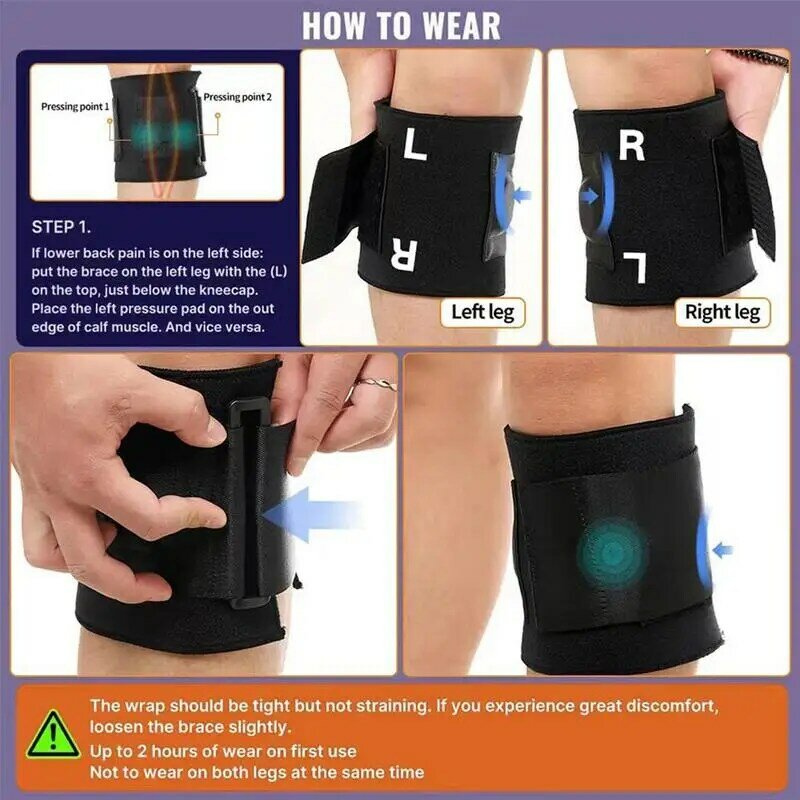 1 pieza de almohadilla de punto de soporte terapéutico para rodilla, protector de pierna negro con presión acupuntural, almohadillas magnéticas para la rodilla del nervio ciático, herramienta de cuidado de la salud