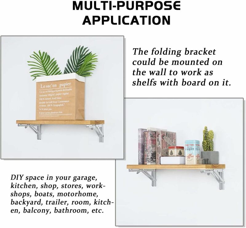 2pc wsporniki składana półka ze stali nierdzewnej montowane na DIY ściana składane meble oszczędzające miejsce w garażu