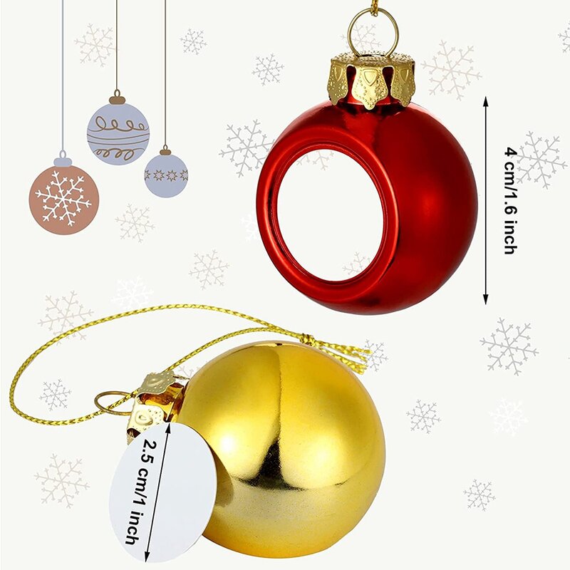 9 Pieces Sublimation Christmas Ball Ornaments Shatterproof Christmas Tree for Holiday Wedding Party Decoration,1.6 Inch