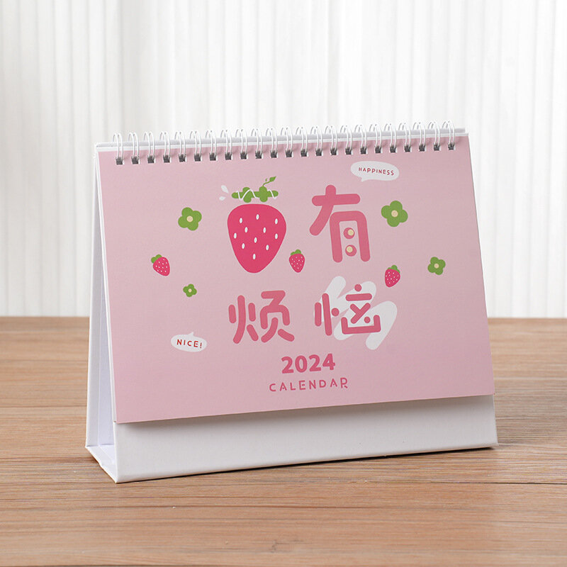 1 pc Cute Cartoon 2024 calendario da tavolo in piedi Flip Desktop per la pianificazione organizzare il programma mensile giornaliero Home School Stationery
