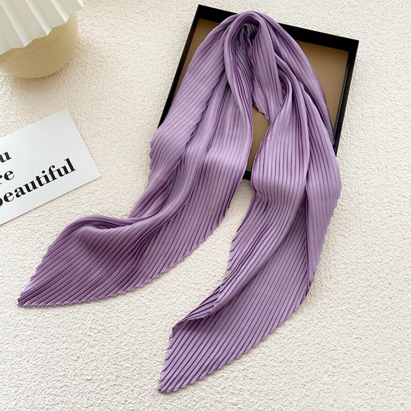 Женский квадратный шарф, тонкая лента для головы и шеи, маленький плиссированный бандаж для волос, шейный платок, шарфы, головной платок, шейный платок