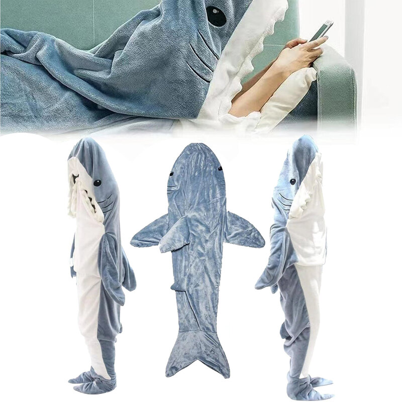 Koc do noszenia rekina Kigurumi rekin piżama zwierzęcy kombinezon z kapturem ciepły śpiwór rekin