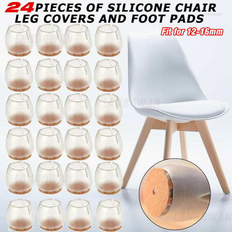 24 almofadas de pé da tabela do protetor do pé da cadeira do silicone dos pces para 12-16mm redondos parte inferior antiderrapante da mobília cobre meias protetores de assoalho