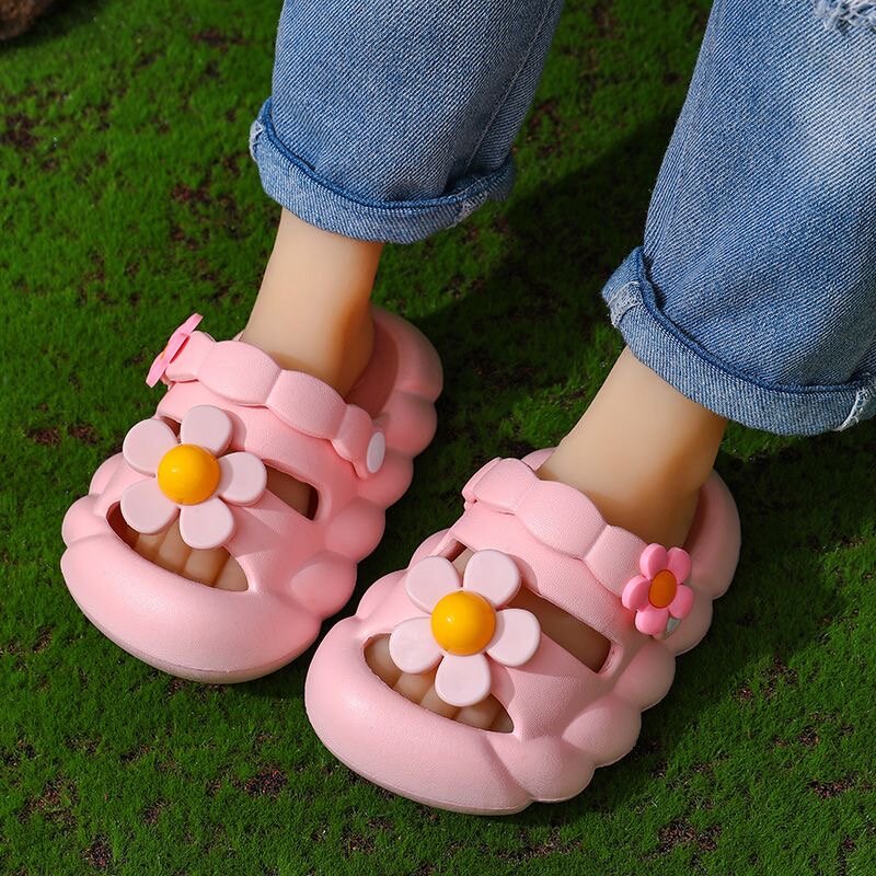 Zapatillas de verano para niñas, sandalias de suela suave EVA, antideslizantes, bonitas sandalias de princesa