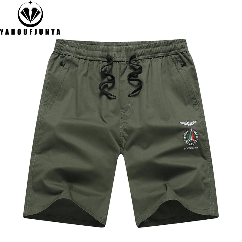 Men Summer Solid Color Cotton Casual Thin Shorts Men Outdoor Joggers Straight Elastic Breathable High-Quality Design Short Male