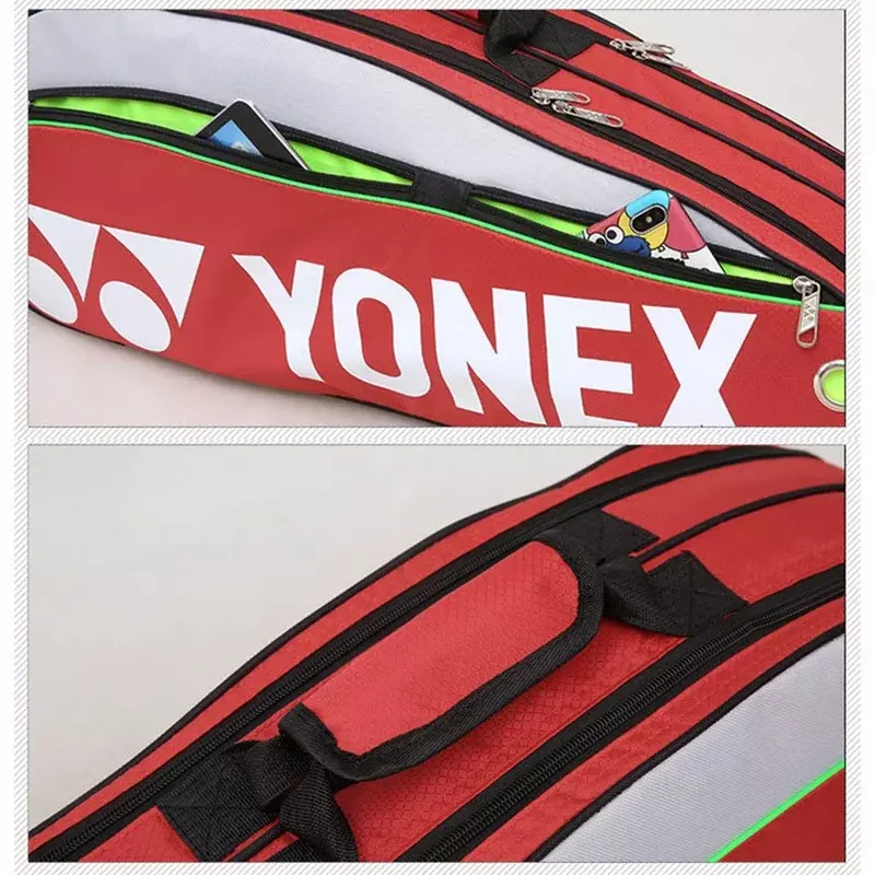 YONEX borsa da Badminton originale Max per 3 racchette con scomparto per scarpe borsa sportiva per racchetta da volano per uomo o donna 9332 borsa